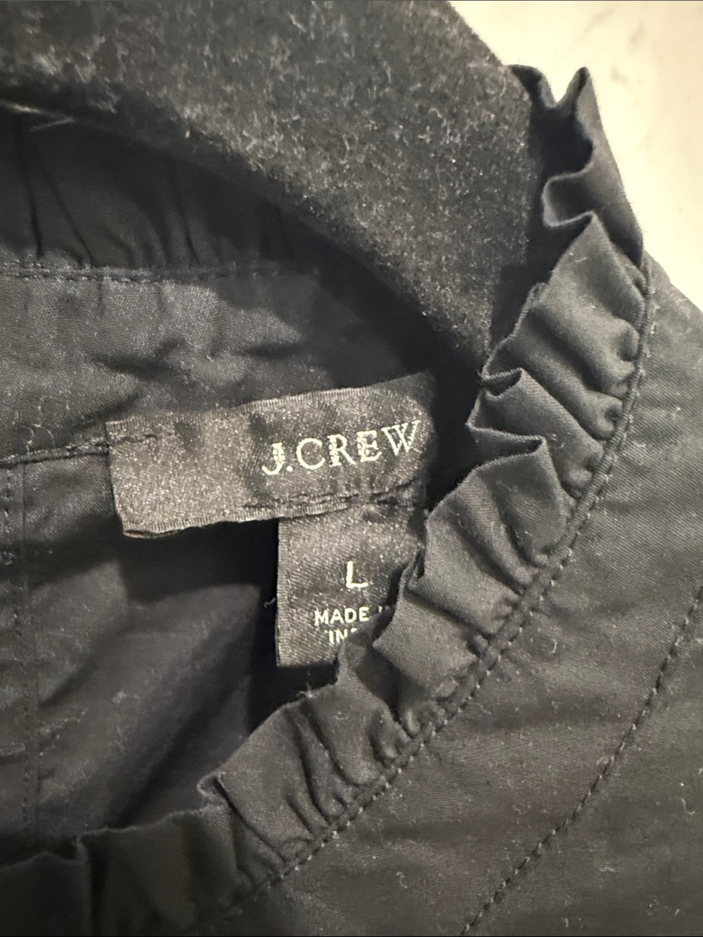 J. Crew Black Eyelet Ruffle-Neck Blouse - Picture 2 of 3